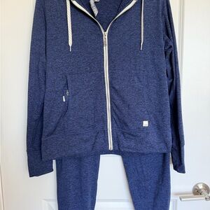Vuori Navy Zip-Up Hoodie and Joggers Set
